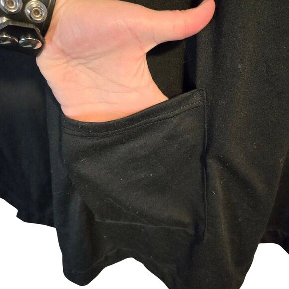 COOFANDY Black Asymmetrical Poncho Hoodie Red Trim Sz M 0349 - Picture 5 of 10